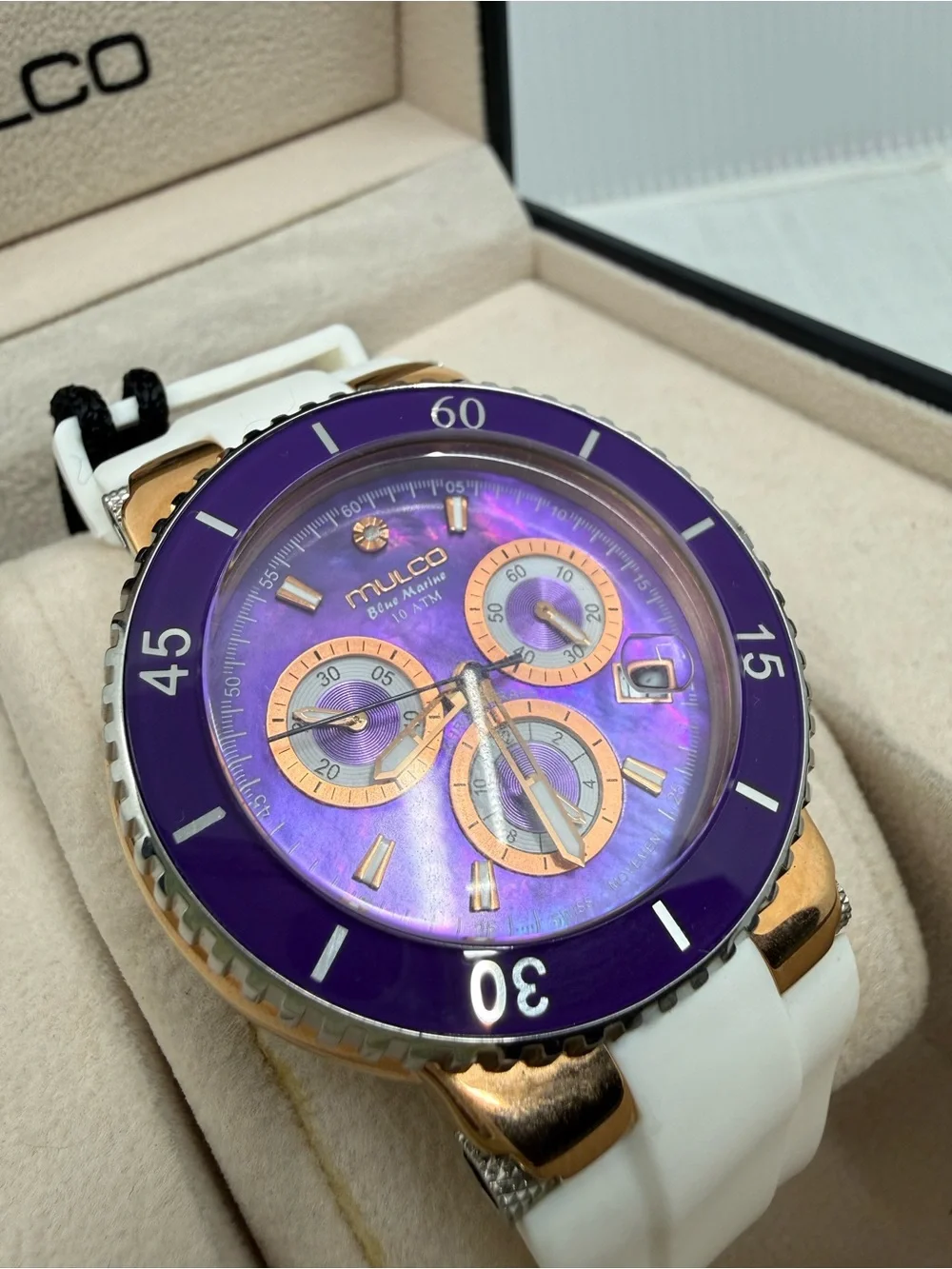 NWT Mulco Blue Marine Chronograph 40mm Swiss Quartz Watch